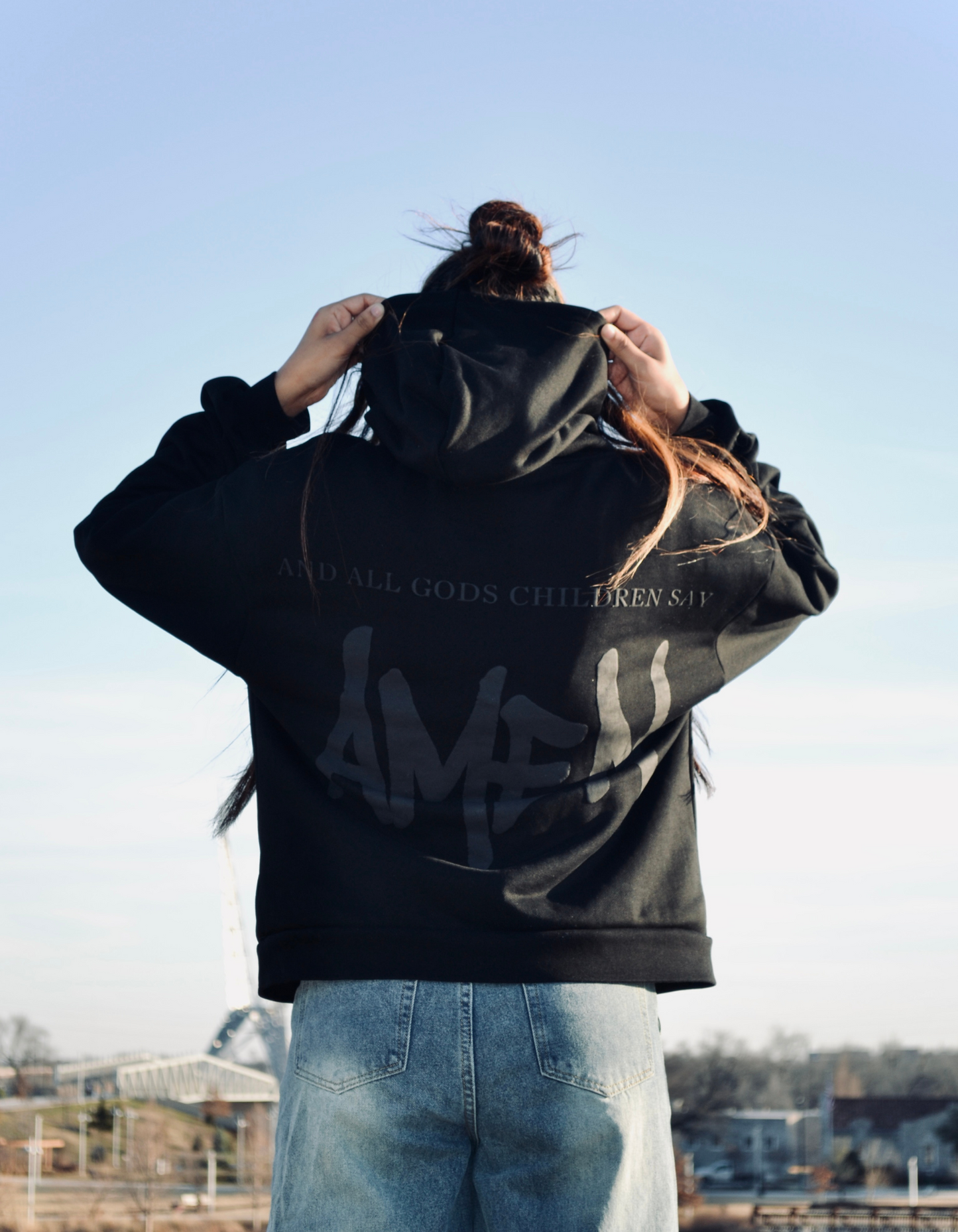 BLACK "AMEN" HOODIE